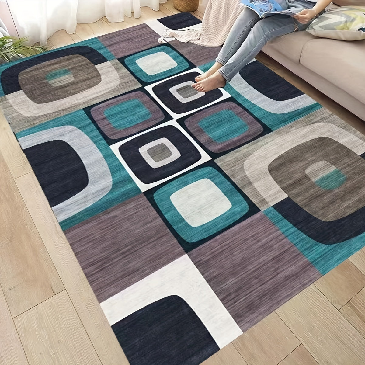 Soft Geometric Floor Mat Quick Dry Absorbent Bath Mat