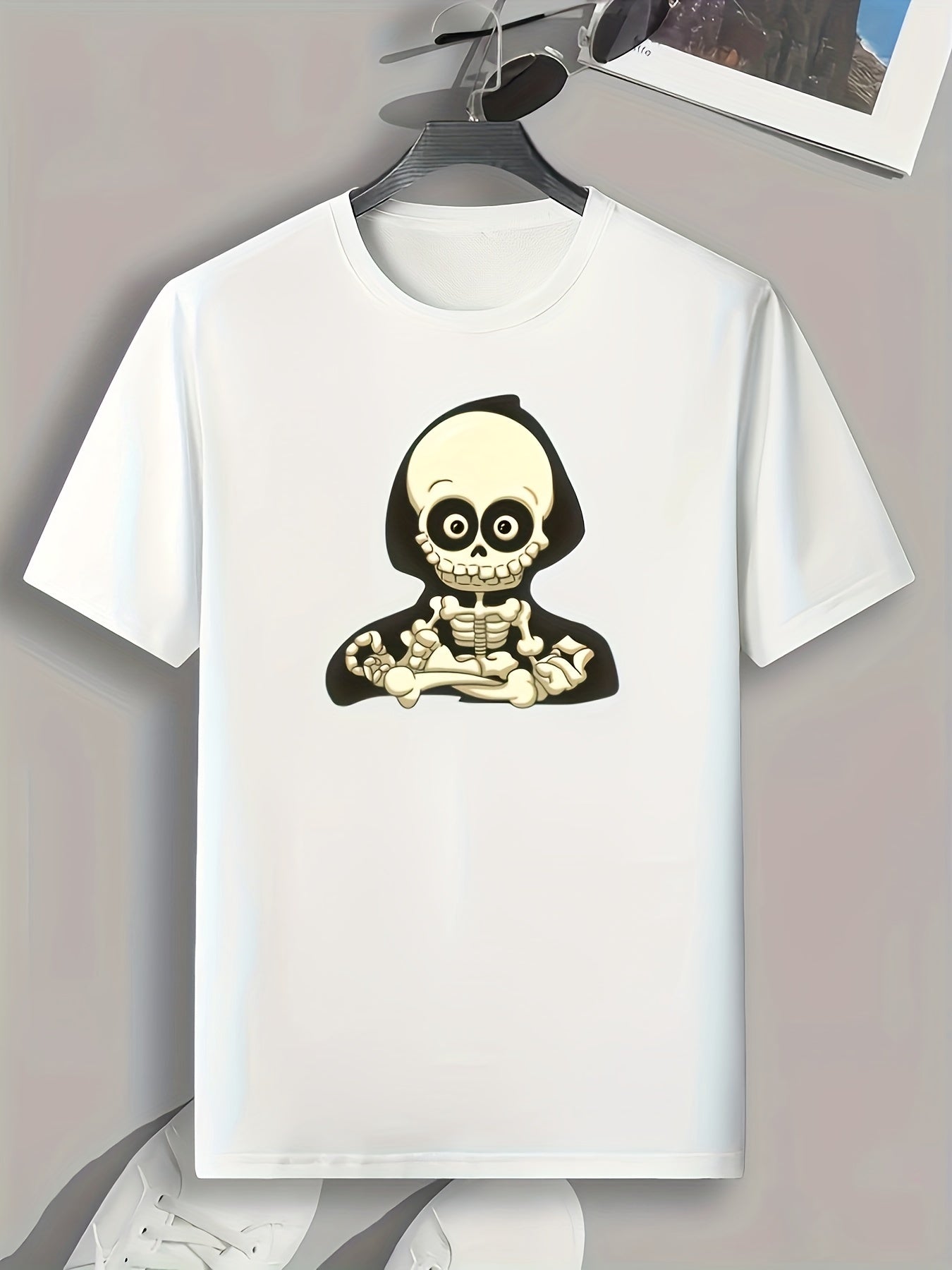 Skeleton Cartoon Print Men's Graphic T shirt for Summer