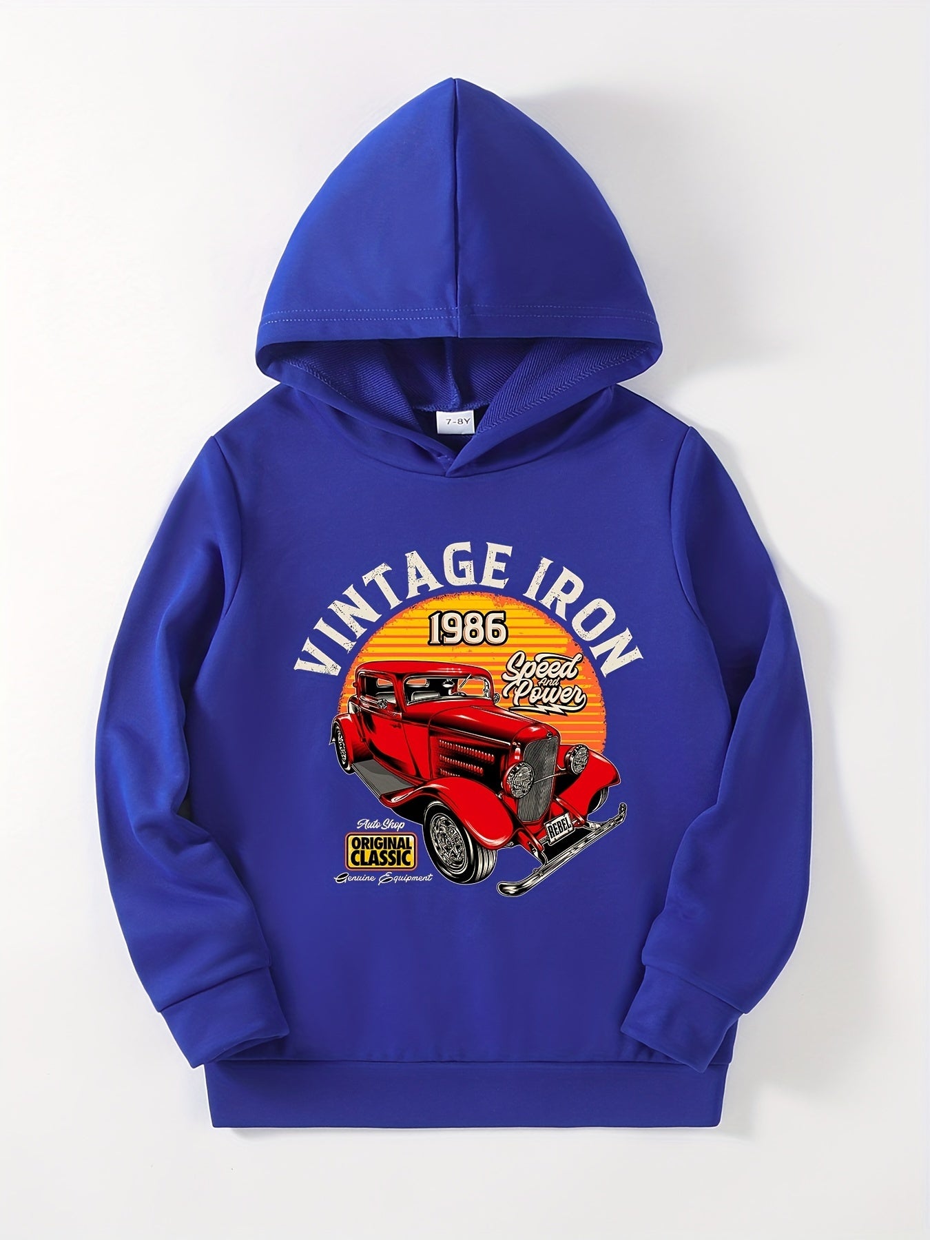 Cartoon Car Print Boys Hooded Sweatshirt for Spring Fall
