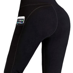 Solid Pocket Side Yoga Fitness Sports Leggings High Elastic Running Yoga Pants