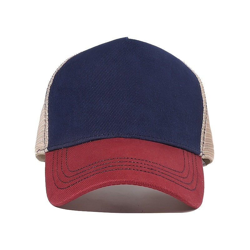 Colorblock Baseball Cap Mesh Breathable Sunshade Peaked Cap