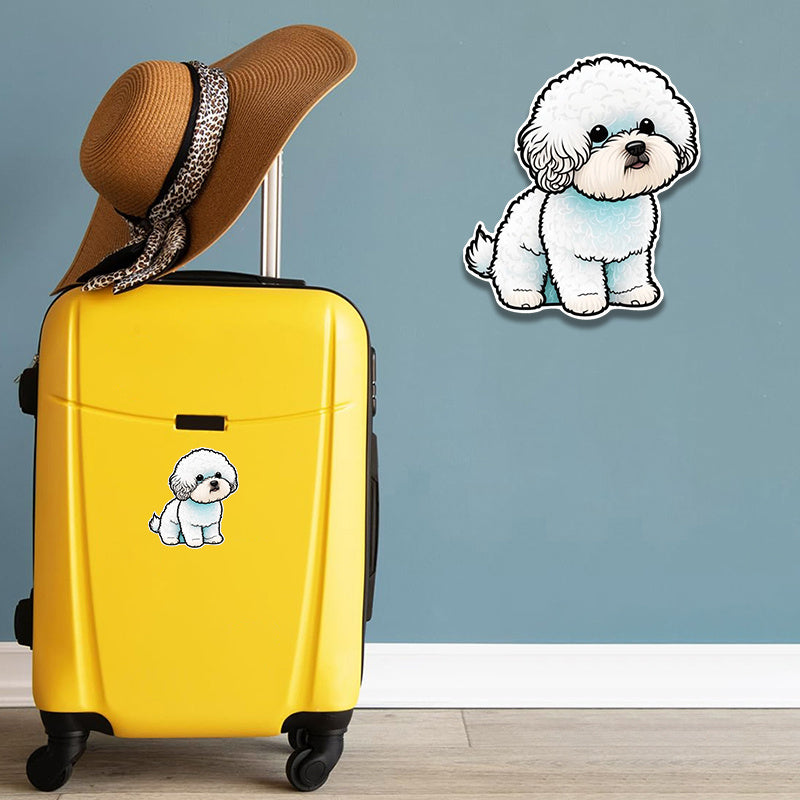 Bichon Puppy Stickers Soft Film Adhesive Decals for Laptop Water Bottle Skateboa