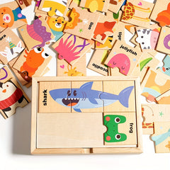 Colorful Wooden Animal Puzzle Toy for Kids- Educational Shape Recognition