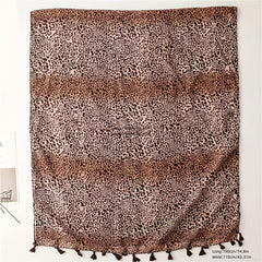 Leopard Print Tassel Scarf Gradient Houndstooth Pattern Shawl