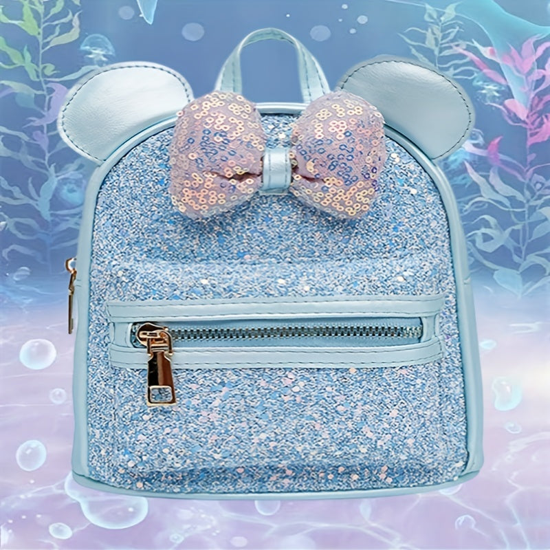 Kids Backpack Sequin Bow Backpack School Bag Ear Kindergarten Backpack