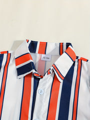 2pcs Infant Boys Striped Shirt & Shorts Set for Summer