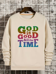GOD IS GOOD Print Sweatshirt Men's Casual Graphic Crew Neck Pullover