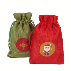 Christmas Advent Calendar Burlap Hanging Gift Bag DIY Candy Storage Pouches