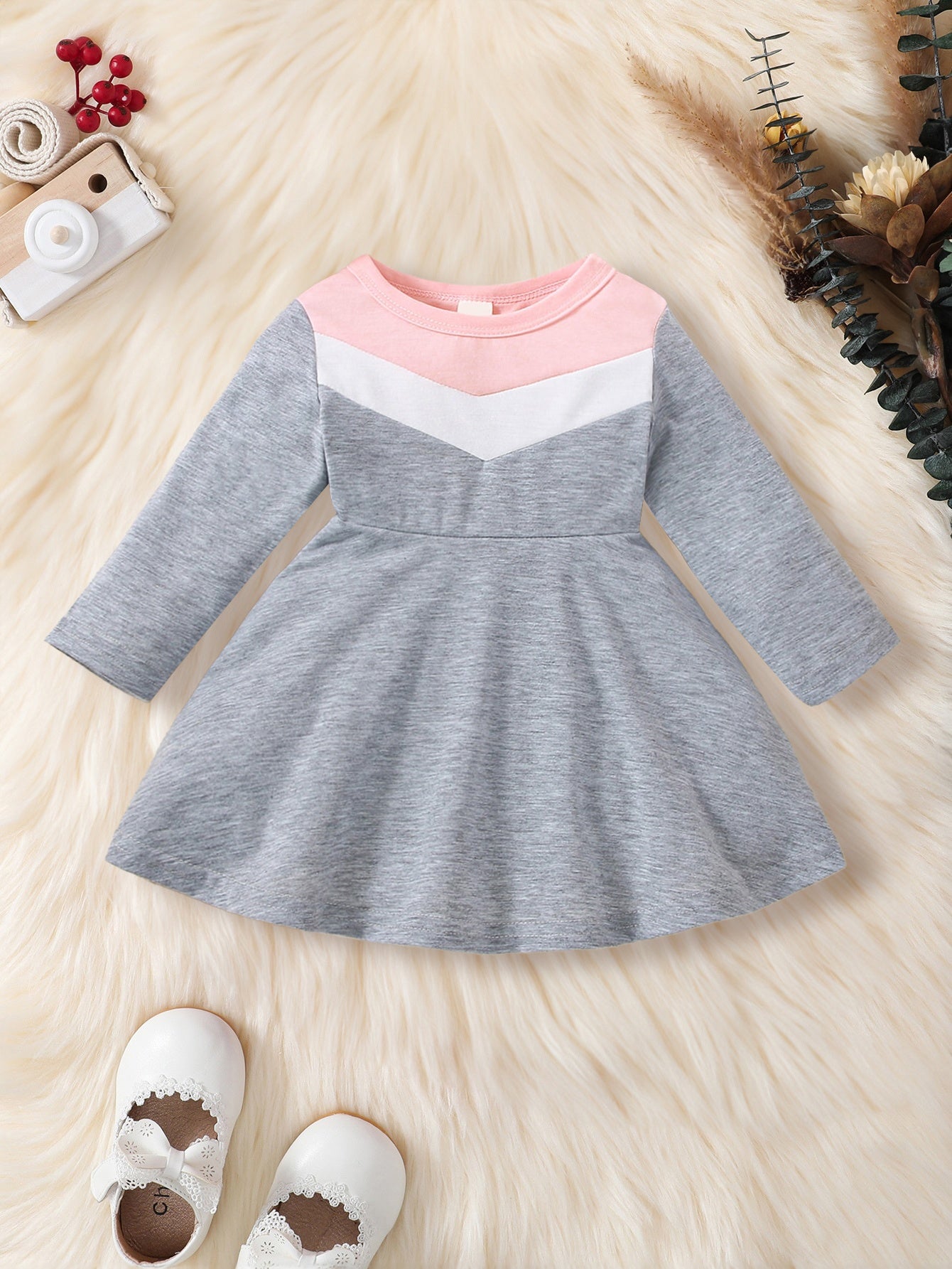 Baby Girls Long Sleeve Pleated Dress