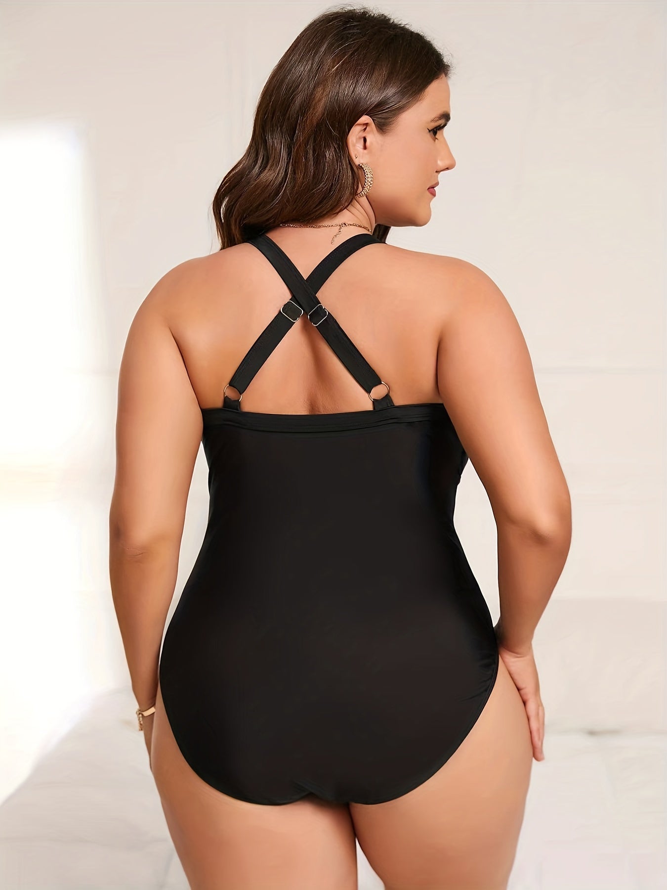 Plus Size Twist Front Ruched Swimsuit
