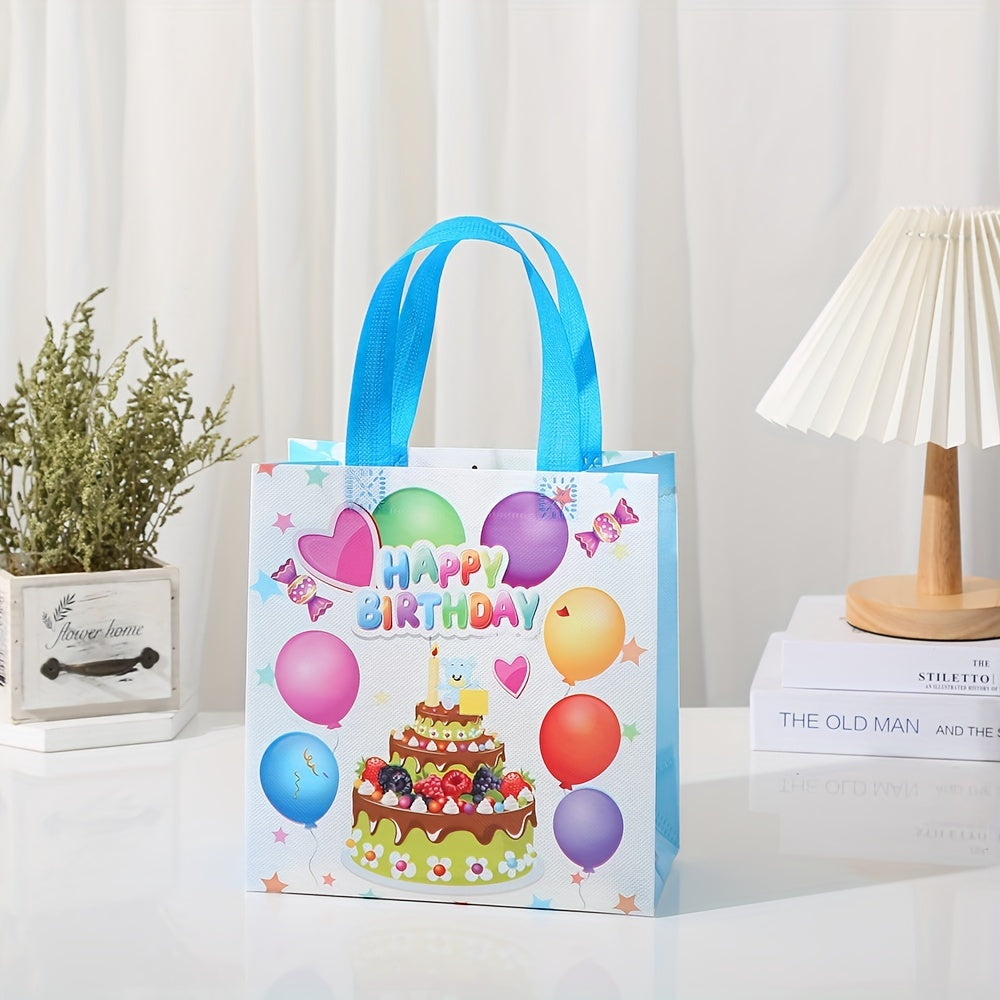 12 Pcs Happy Birthday Non-woven Bags - Kids Treat Bags - Waterproof Gift Bags