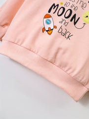 Star Moon & ''My Grandma Loves Me'' Round Neck Sweatshirt For Girls