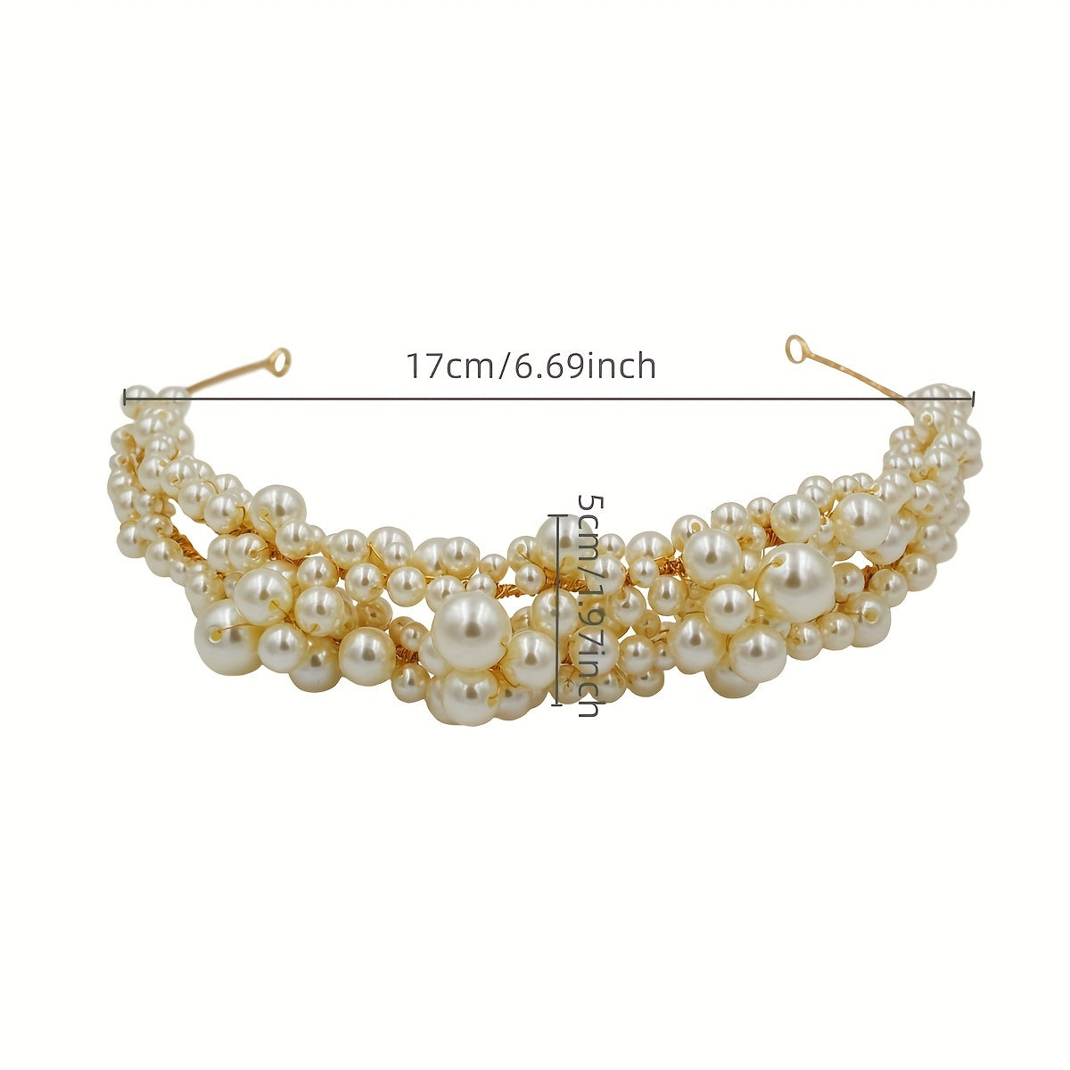 Vintage Beaded Headband for Wedding, Faux Pearl Head Jewelry