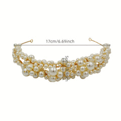 Vintage Beaded Headband for Wedding, Faux Pearl Head Jewelry