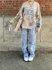 Y2K Sweater Women's Plus Graphic Print Knitted Long Sleeve