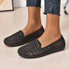 Women's Hollow Out Flat Sandals Close Toe Slip On Shoes Casual Flats