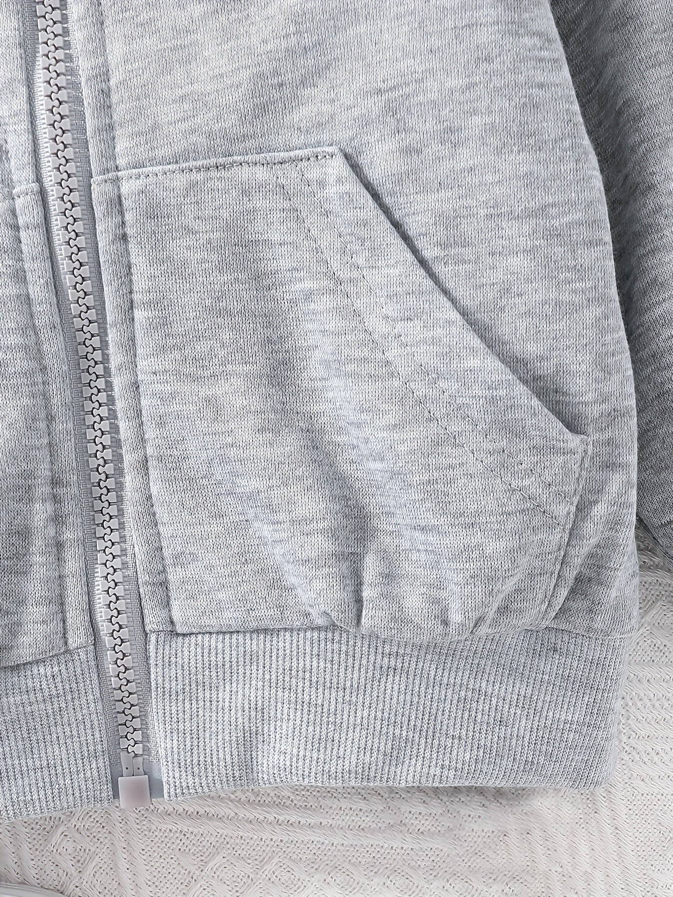 Baby Boys Girls Zip Up Hooded Coat Long Sleeve Jacket With Pockets