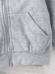 Baby Boys Girls Zip Up Hooded Coat Long Sleeve Jacket With Pockets