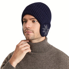 Men's Thickened Windproof Knitted Hat Winter Warm Beanie Cap Ear Warmer