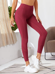 Red High Waist Yoga Leggings for Sweat Workouts