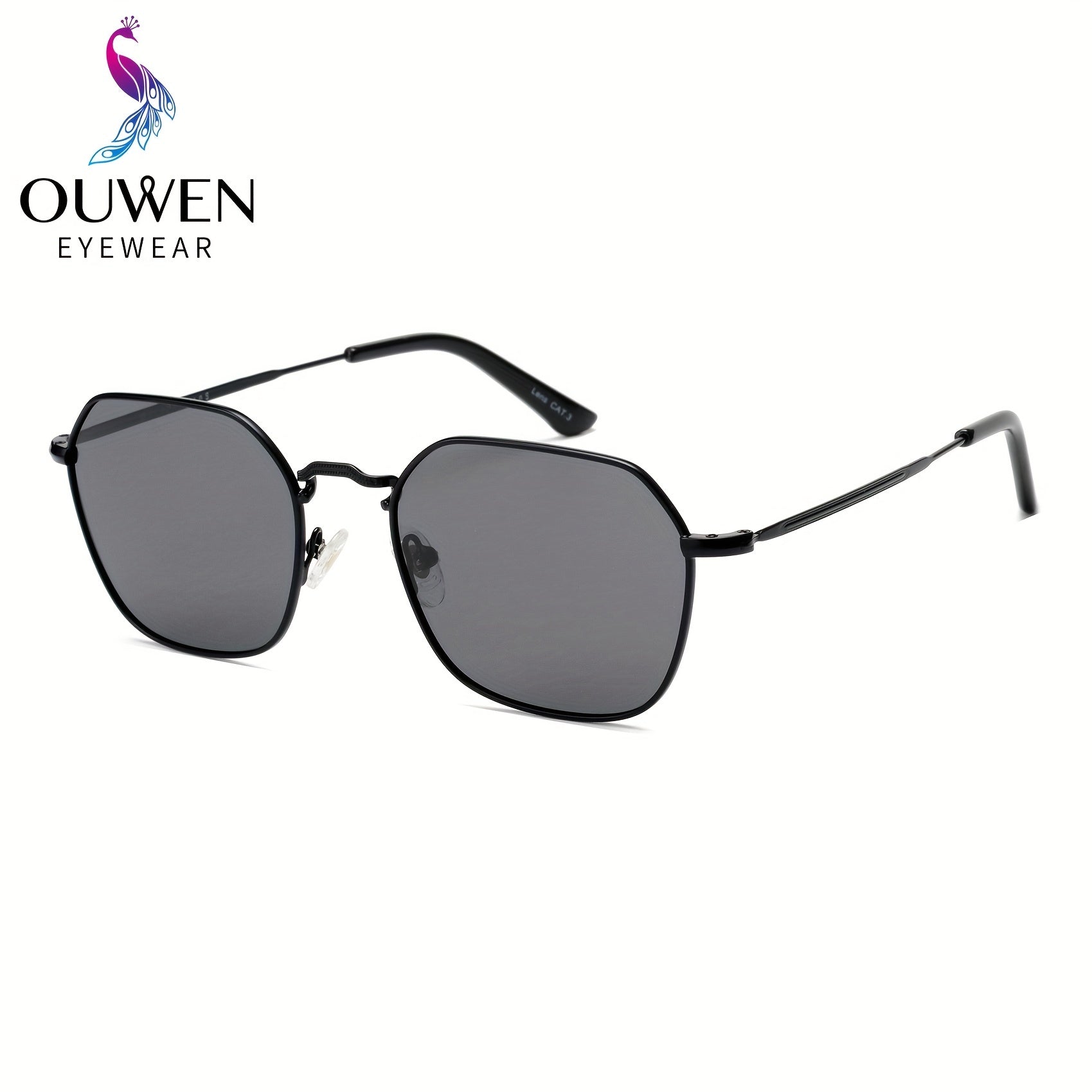OUWEN Polarized Polygon Sunglasses Unisex Full Frame Aviator Glasses