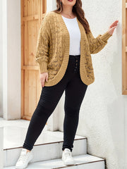 Casual Sweater Women's Plus Solid Jacquard Pointelle Long Sleeve