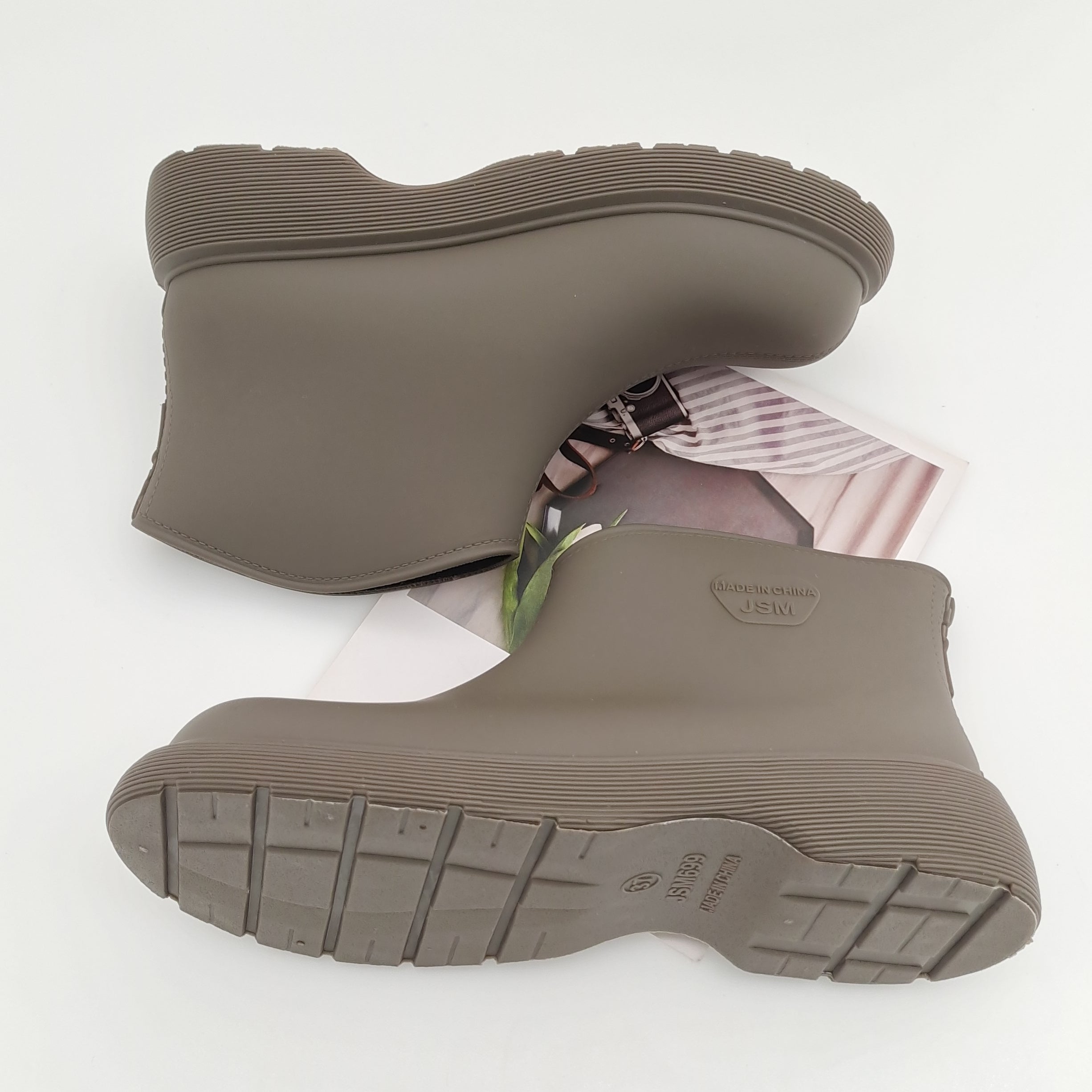 Women's Waterproof Ankle Rain Boots Slip On Water Shoes