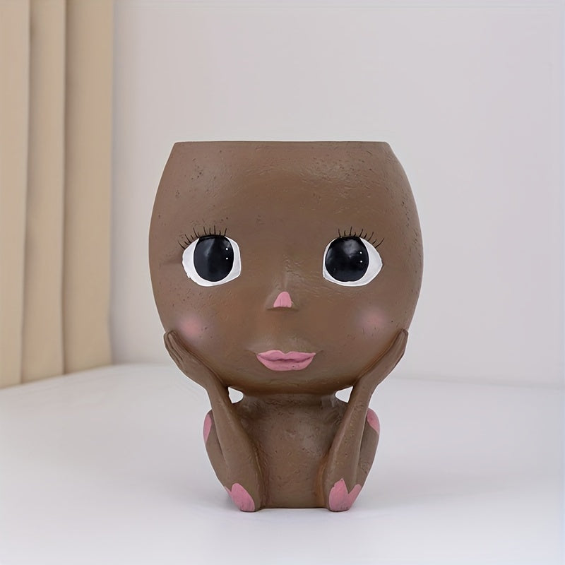 Cute Big Eyed Girl Flower Pot for Succulents