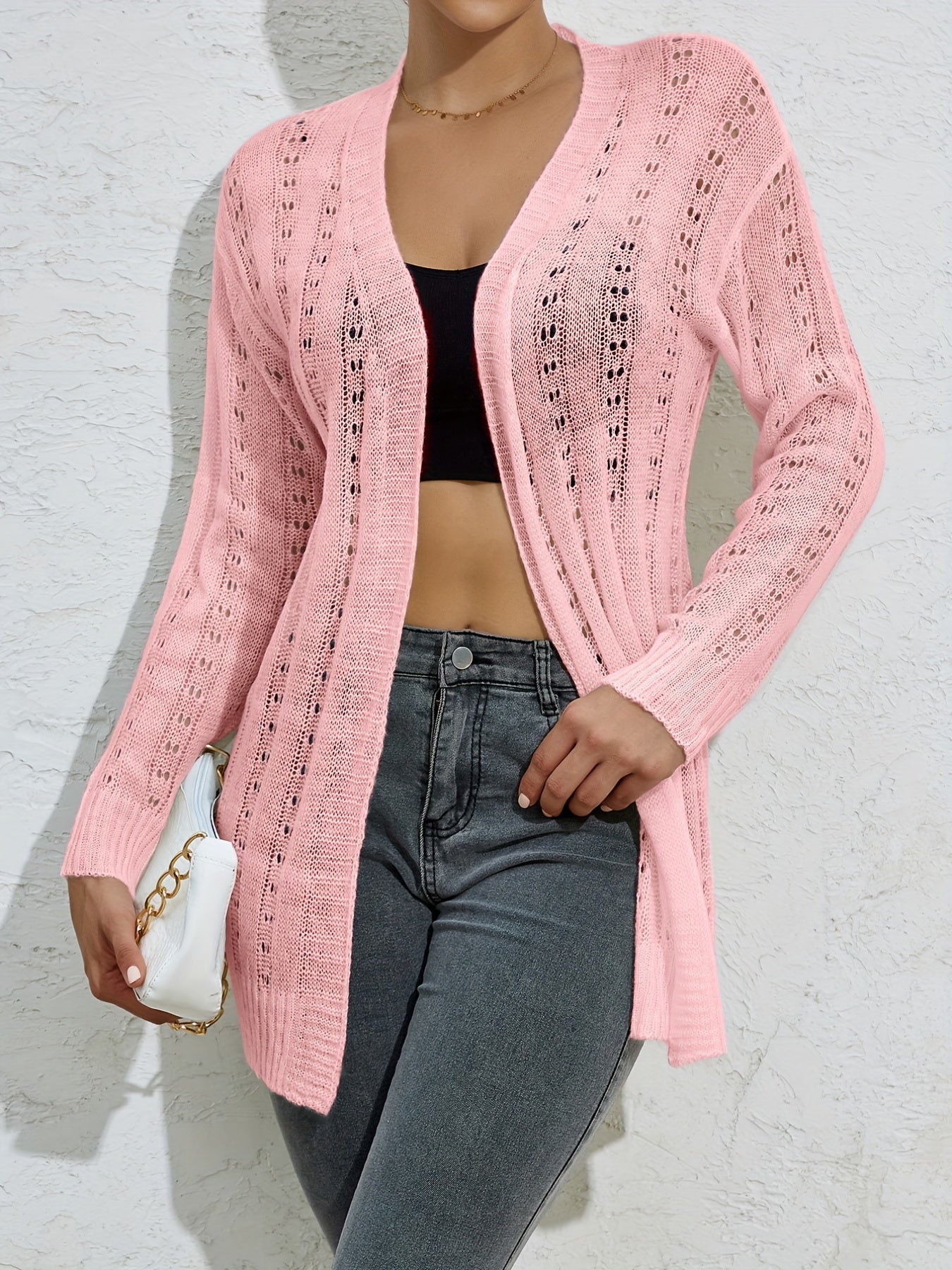 Casual Long Sleeve Open Front Cardigan