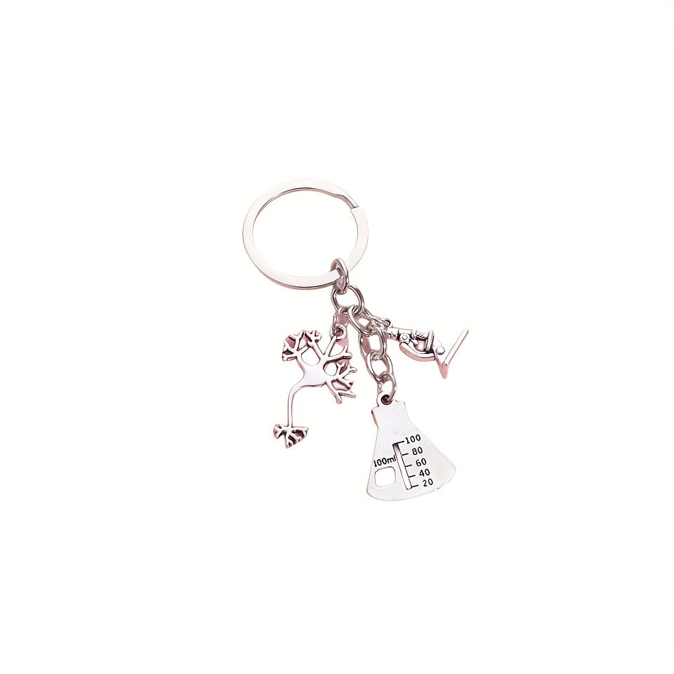 Microscope Keychain Biology Science Chemistry Metal Key Ring Purse Bag