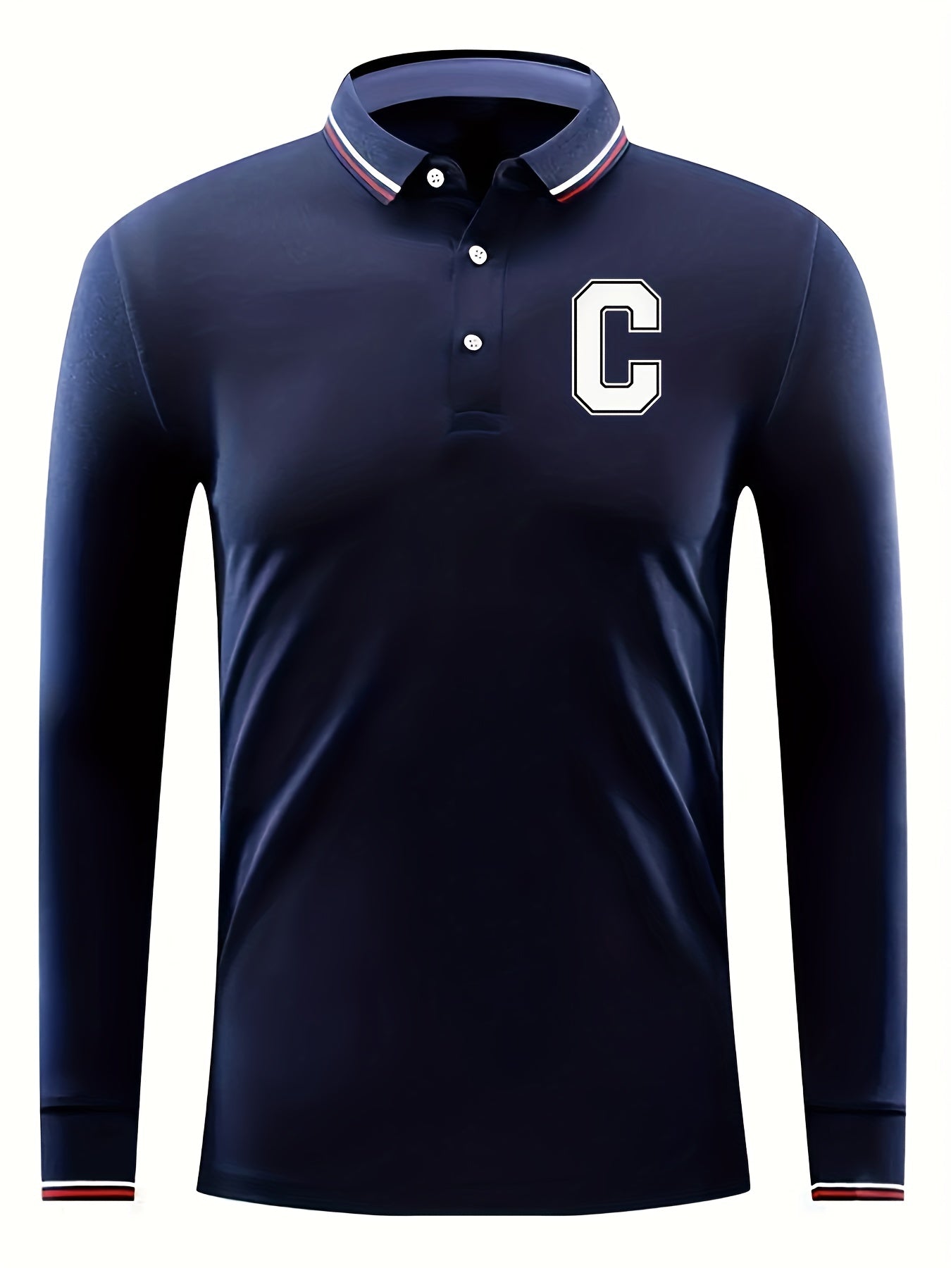 Men's Golf Shirt Long Sleeve Letter C Print Chukker Shirt