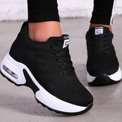 Women's Air Cushion Platform Sneakers with Hidden Heel