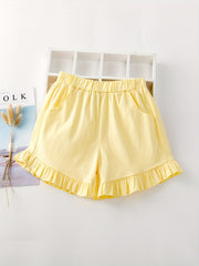 Girls' Summer Ruffle Edge Casual Shorts