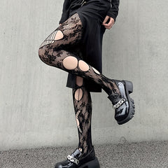 High Waist Jacquard Fishnet Tights Women's Stockings