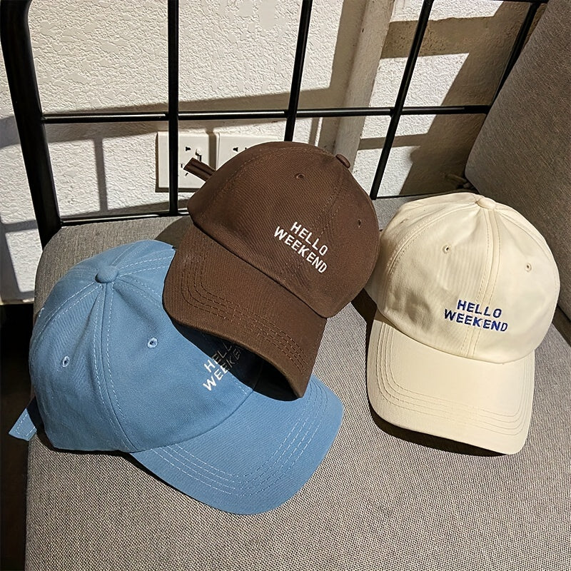 Casual Baseball Hello Weekend Embroidery Cotton Sun Hats Man Unisex Dad Hats