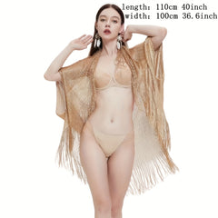Sexy Hollow Out Bikini Cover Up Women Sunscreen Cape Cardigan