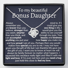 Bonus Daughter CZ Knot Necklace Message Card Birthday
