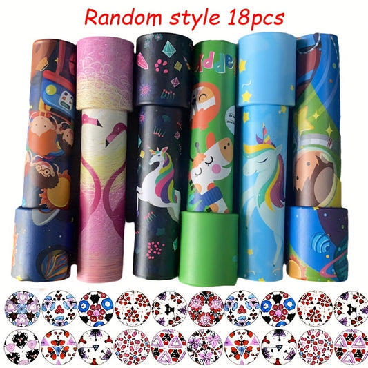 18pcs Vintage Spinning Kaleidoscope Toys Assorted Colors Perfect for Winter