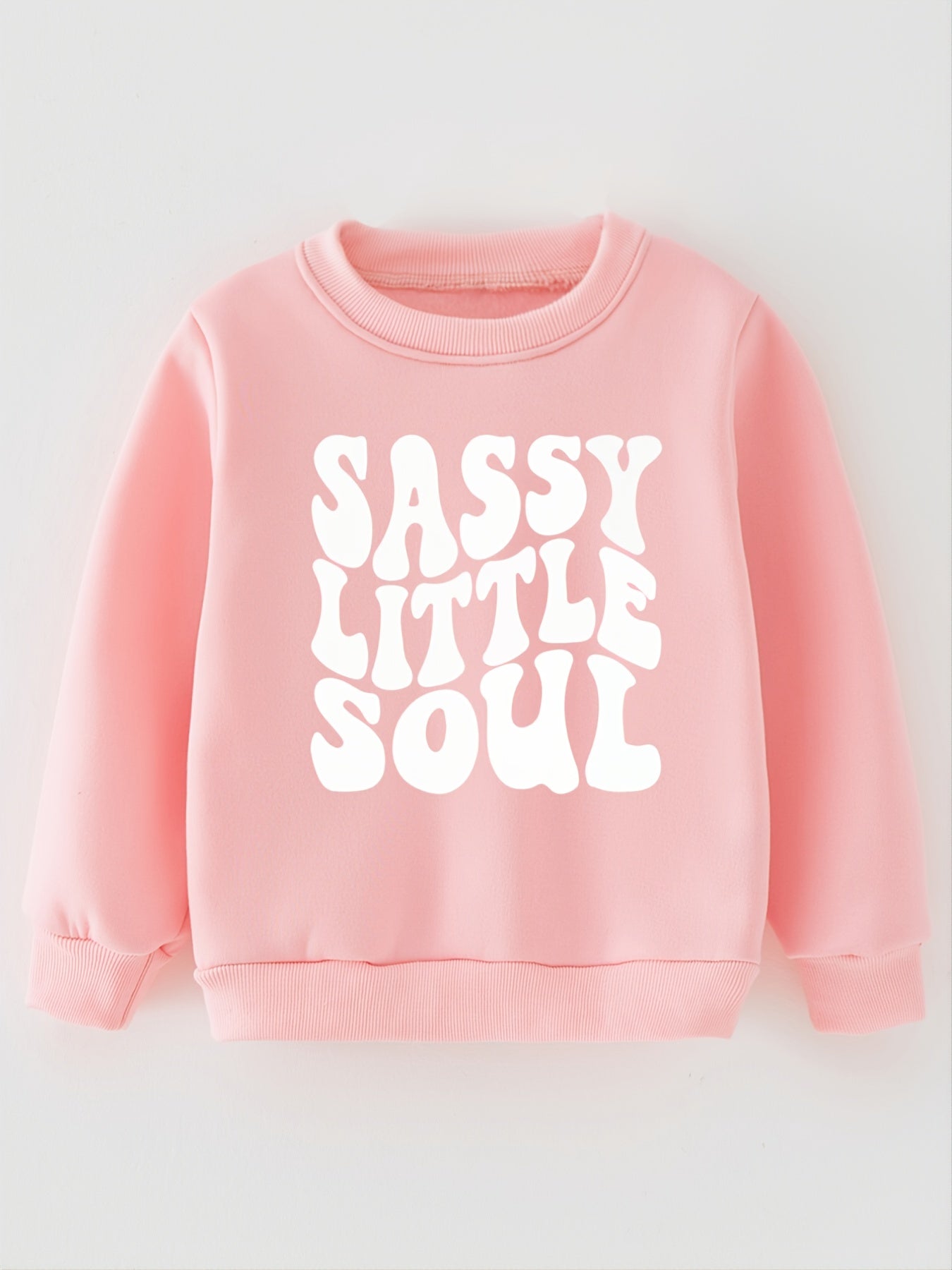 Toddler Girls Pink Thin Fleece Round Neck Sweatshirt Kids Clothes