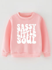 Toddler Girls Pink Thin Fleece Round Neck Sweatshirt Kids Clothes