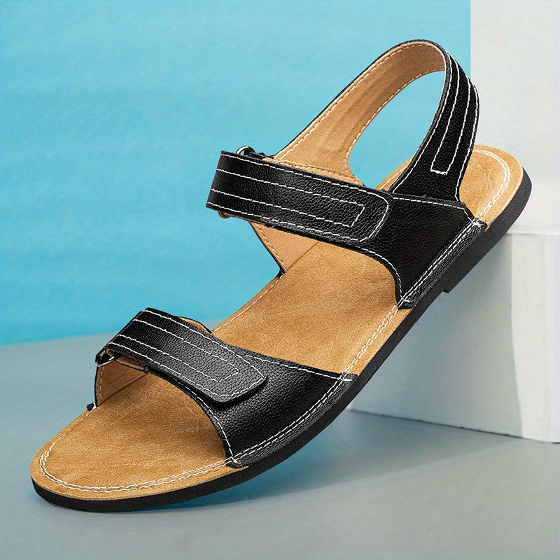 Men's Leather Outdoor Sandals Hook And Loop Fastener
