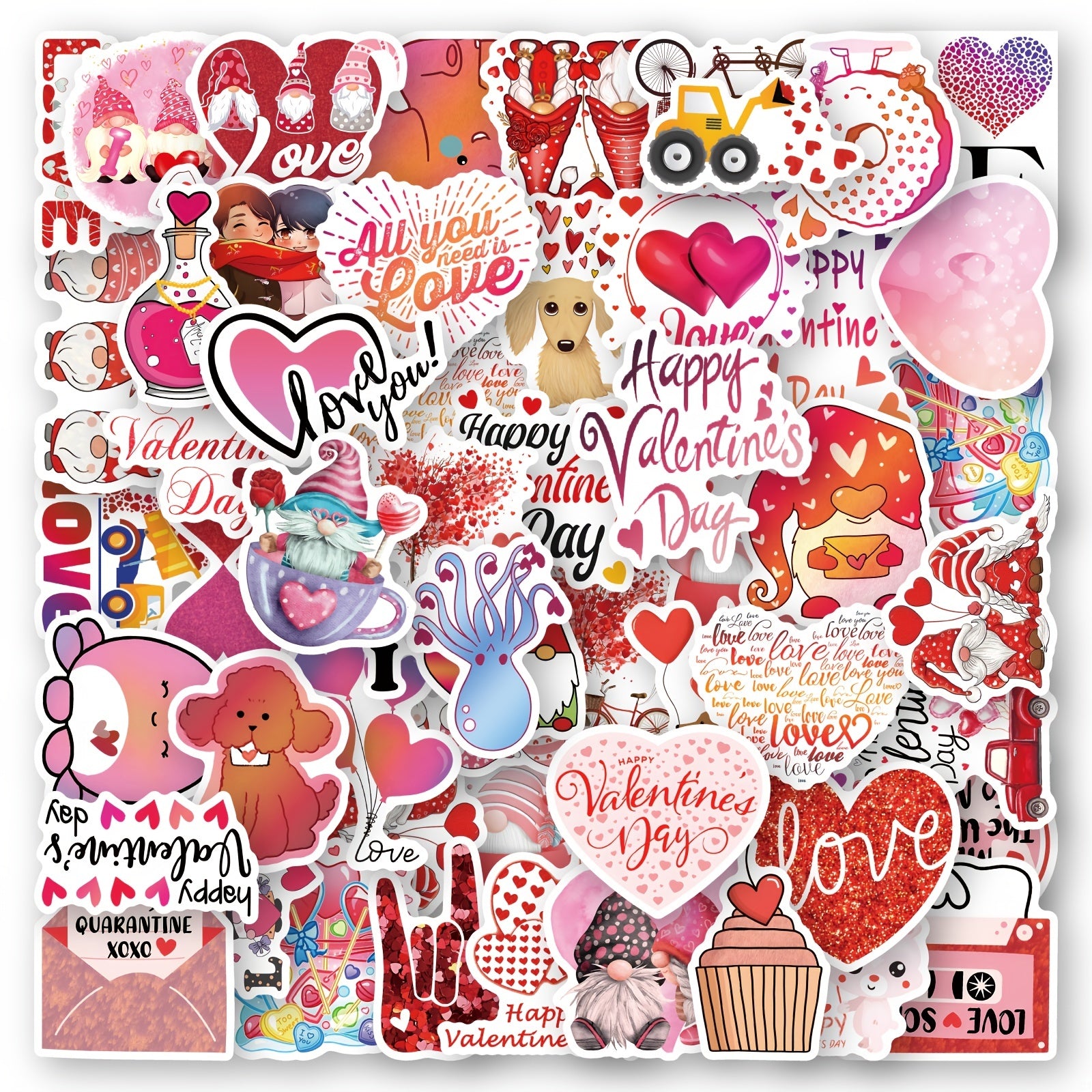 50 Romantic Vinyl Stickers Waterproof for Laptops Water Bottles