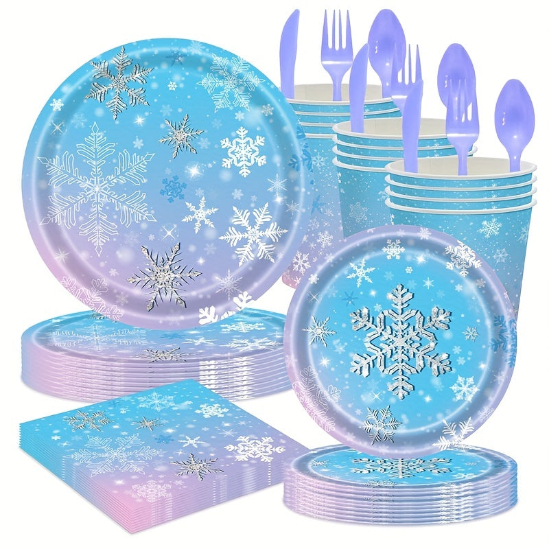 Winter Snowflake Tablecloth and Party Supplies Set