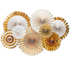 8pcs Hanging Paper Fans Glitter Birthday Wedding Baby Shower Decor
