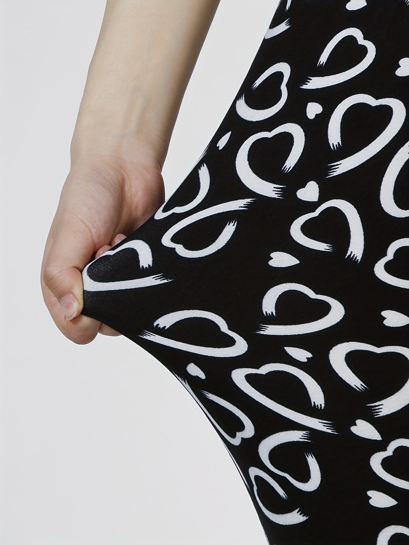 Heart Print Skinny Leggings Every Stretchy Leggings Women's Clothing