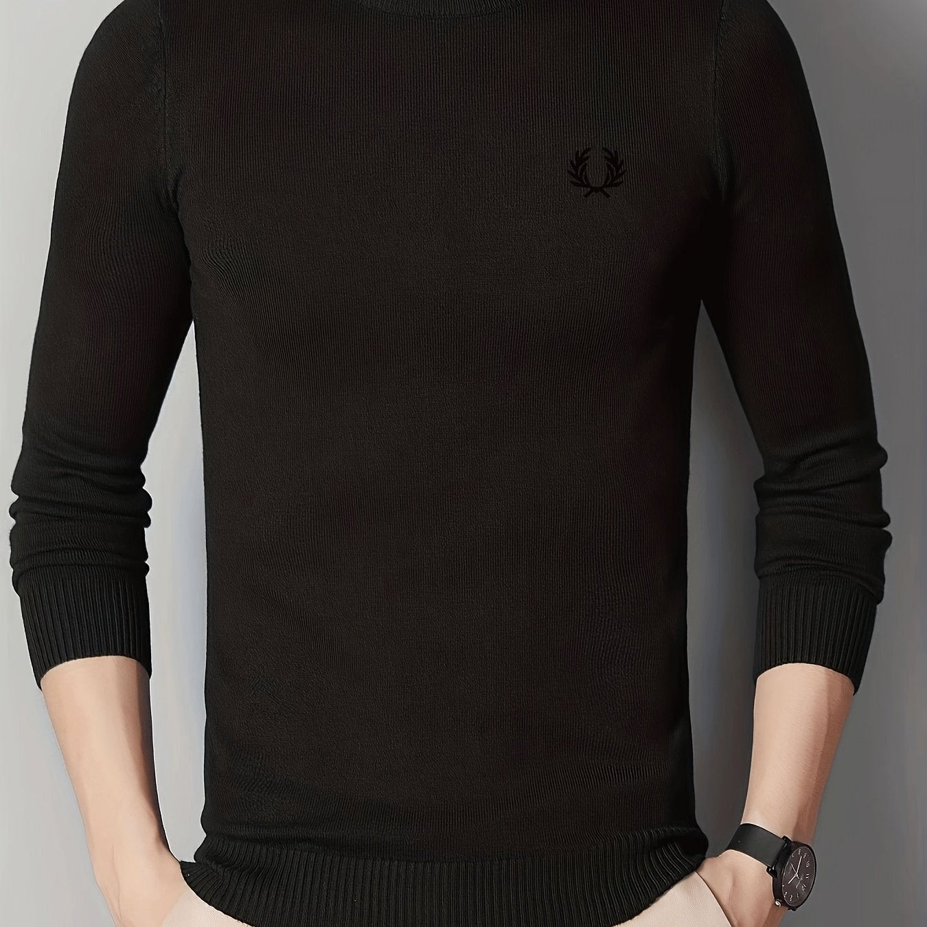 Men's Warm Wreath Pattern Crew Neck Knit Sweater