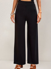 Stripe Textured Wide Leg Pants for Women
