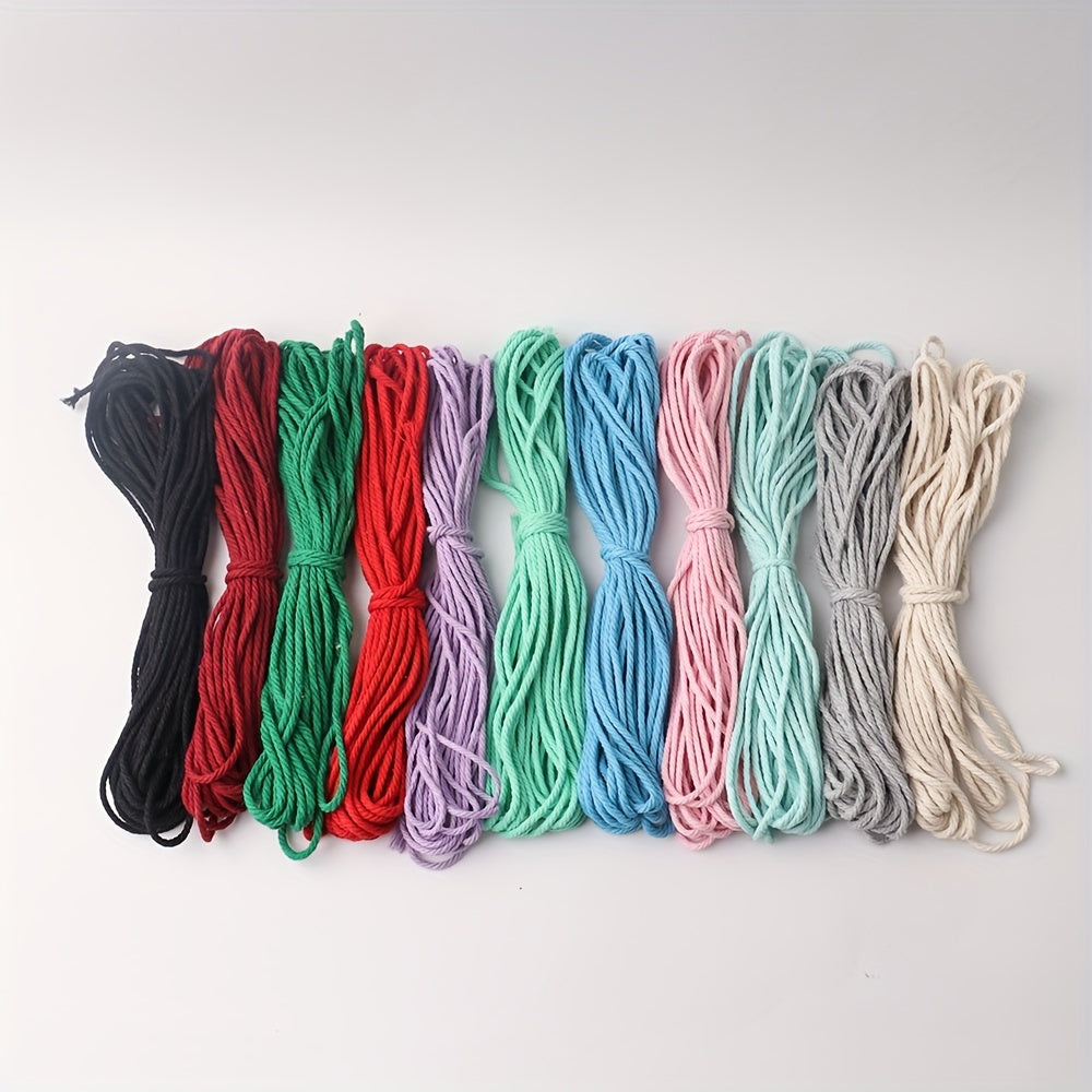 Colorful 3mm 22 Yards Macrame Cord 4 Strand Cotton Rope