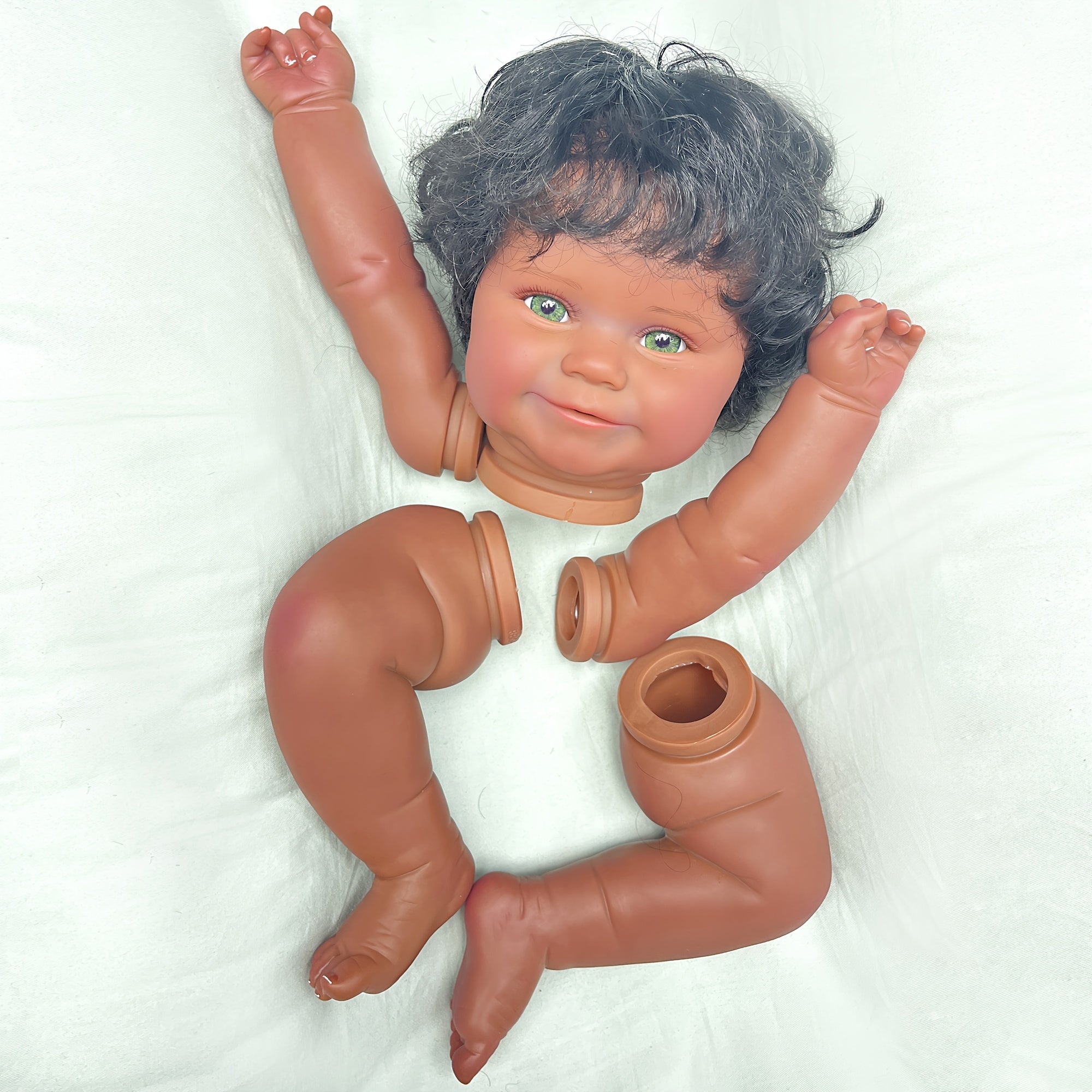 Dark Skin Reborn Doll Kits With Rooted Hair DIY Kit