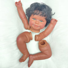 Dark Skin Reborn Doll Kits With Rooted Hair DIY Kit